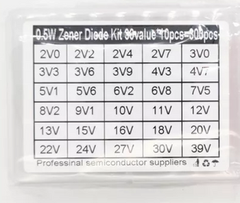30 Values 0.5W Zener Diode Assortment Kit - 300 pcs