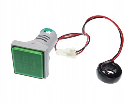 500V AC LED Voltmeter + 100A Ammeter, Green