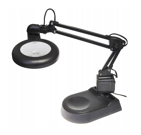 90mm Magnifying Desk Lamp with Folding Arm Yihua 238 3D-10D, Black